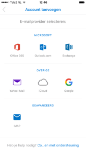 Outlook mail instellen op mobiel