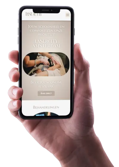 Mobieltje met website voorbeeld voor offerte aanvraag nieuwe website