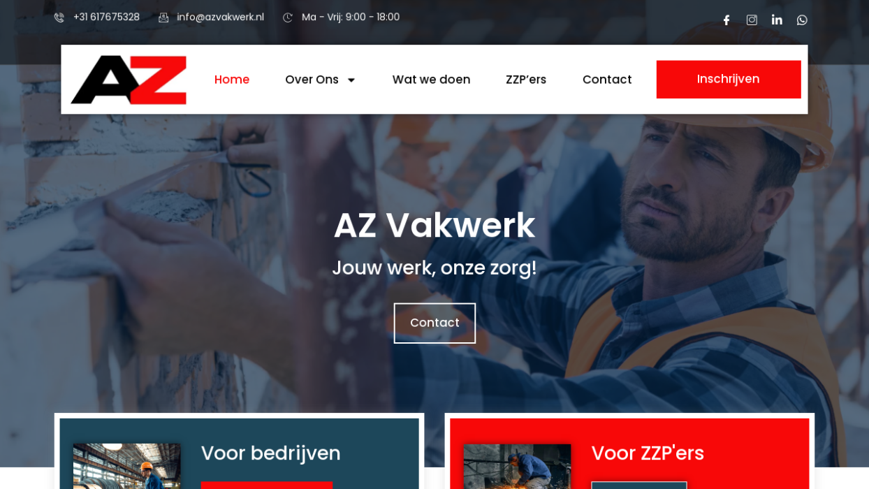 2026 AZ Vakwerk Website laten maken Aslan Webtech