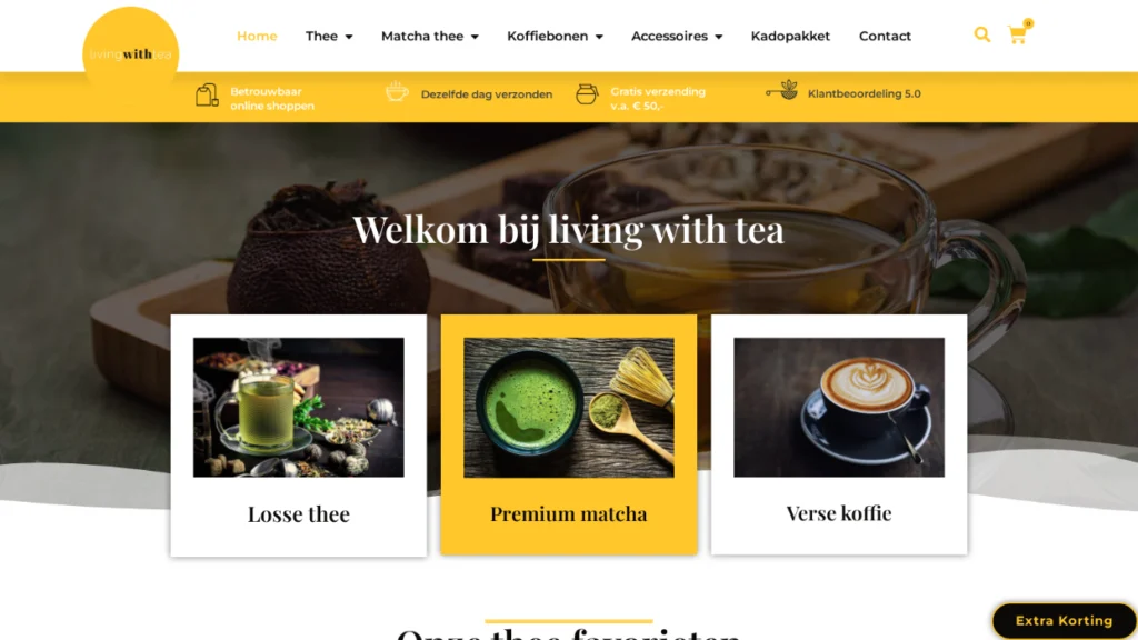 2026 Living with tea website laten maken door Aslan Webtech