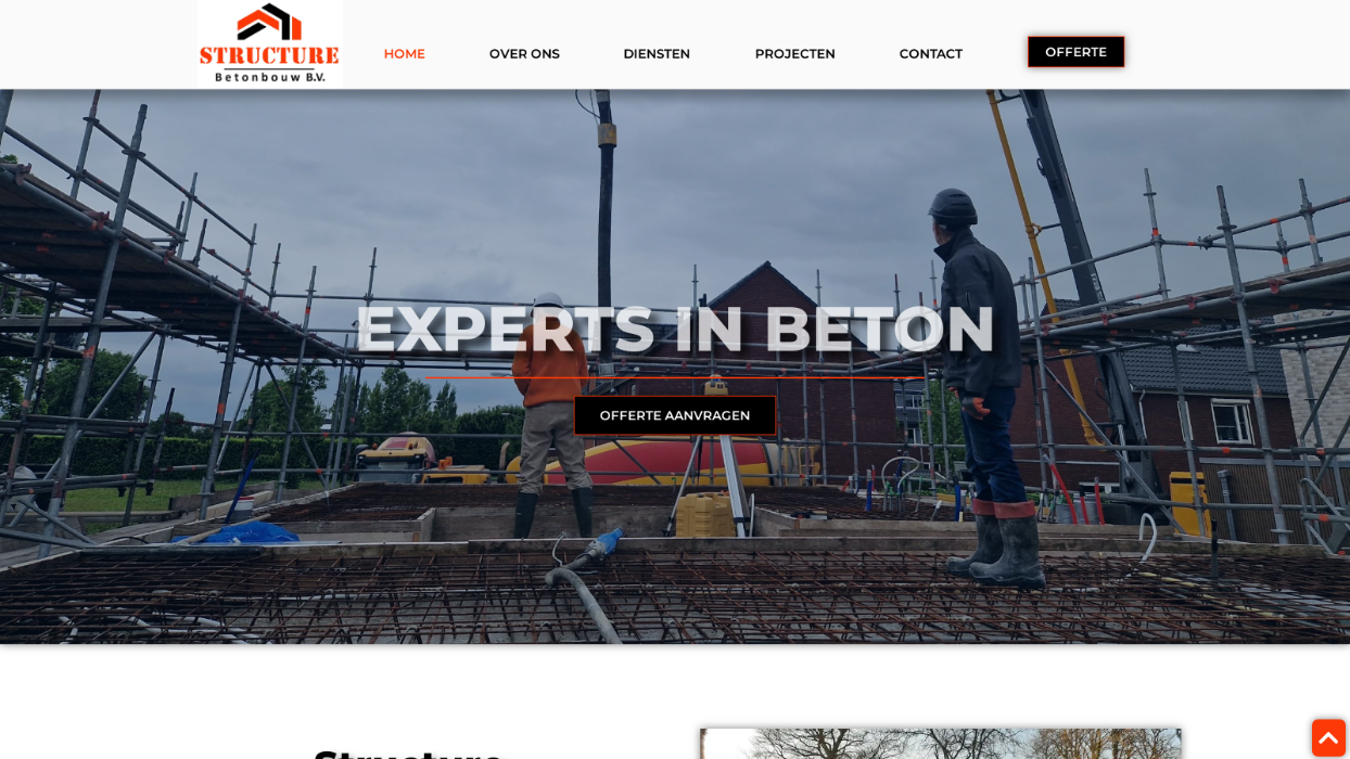 2026 Structure Betonbouw website laten maken door Aslan Webtech
