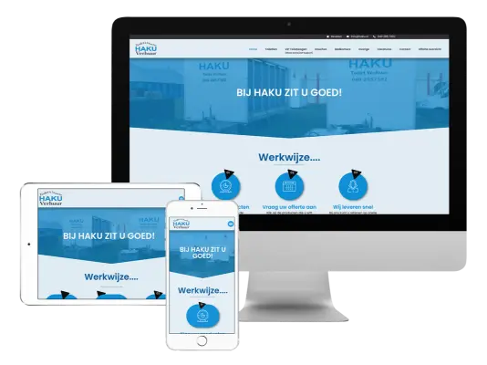 3 schermen voorbeeld maatwerk oplossing website Haku