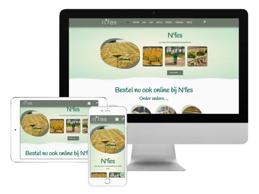 3 screens met webshop voorbeeld Nfes