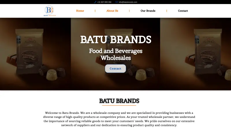 one pager website food en drink