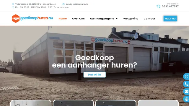 website voorbeeld aanhanger huren