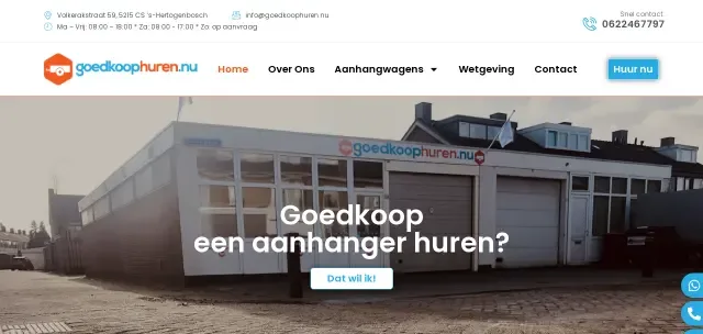 website voorbeeld aanhanger huren